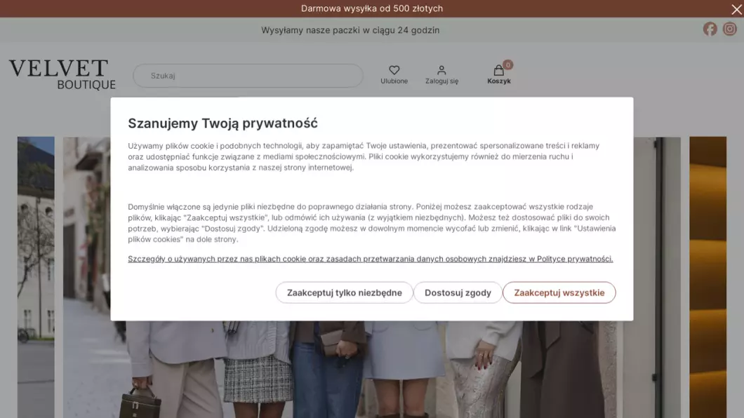 Sklep odzieżowy z markami premium Velvet Boutique Premium